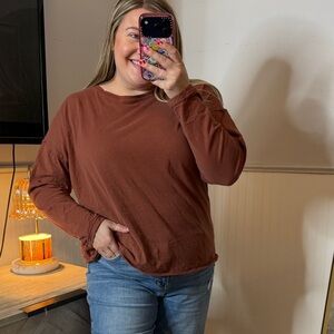 We the Free Rust Colored Long Sleeve Tee Size Large